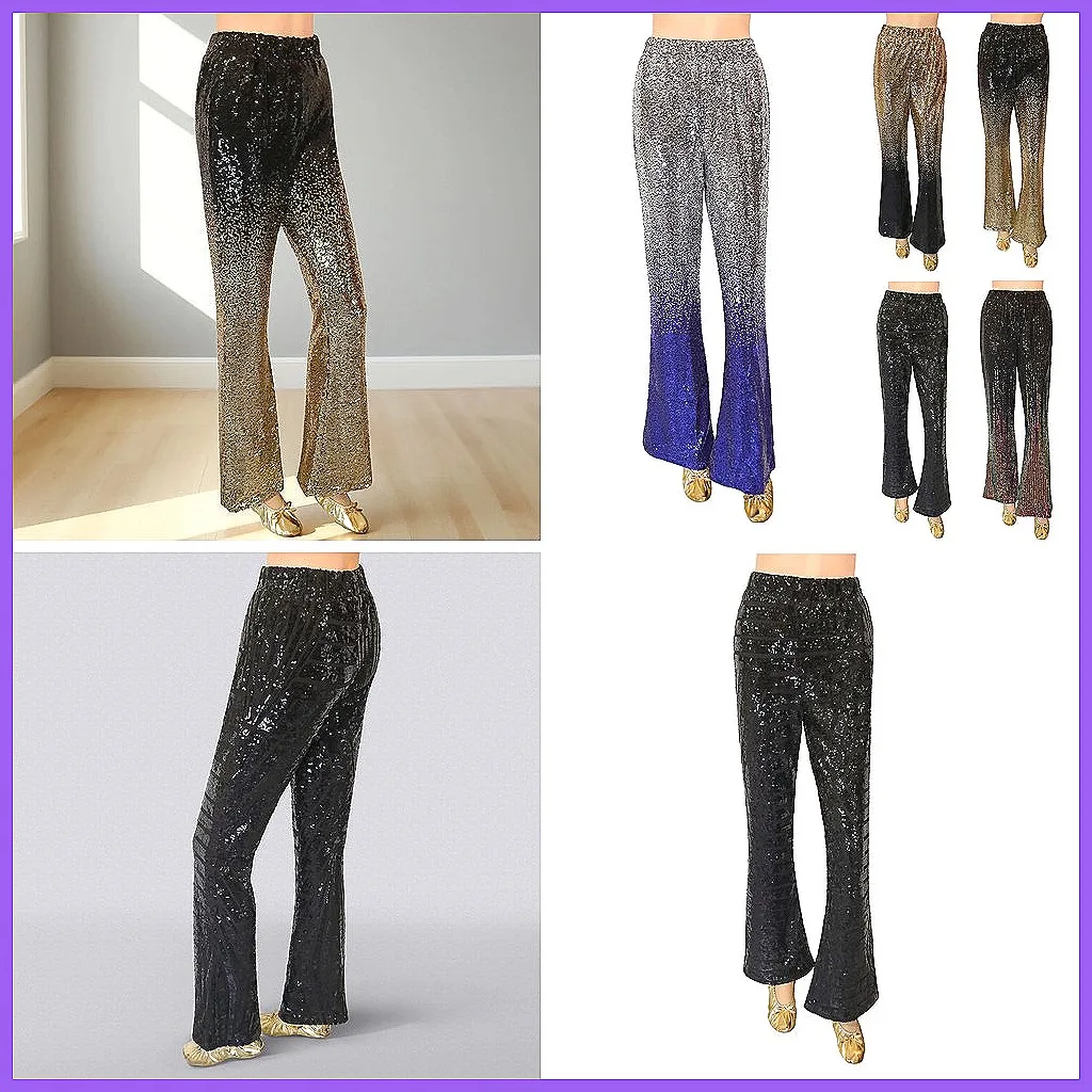 

Женские брюки с градиентными пайетками, свободные прямые брюки-трубы, для карнавальных вечеринок и повседневной носки