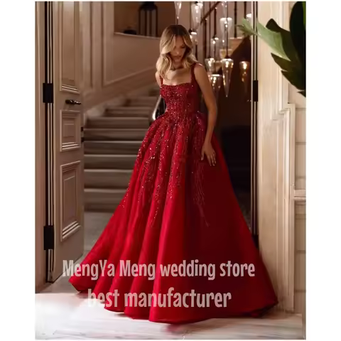 ZHUISHU 2025 A-line Red Prom Dress Backless Party Gowns Sweetheart Side Split Tea-Length Formal Evening Dress Customized