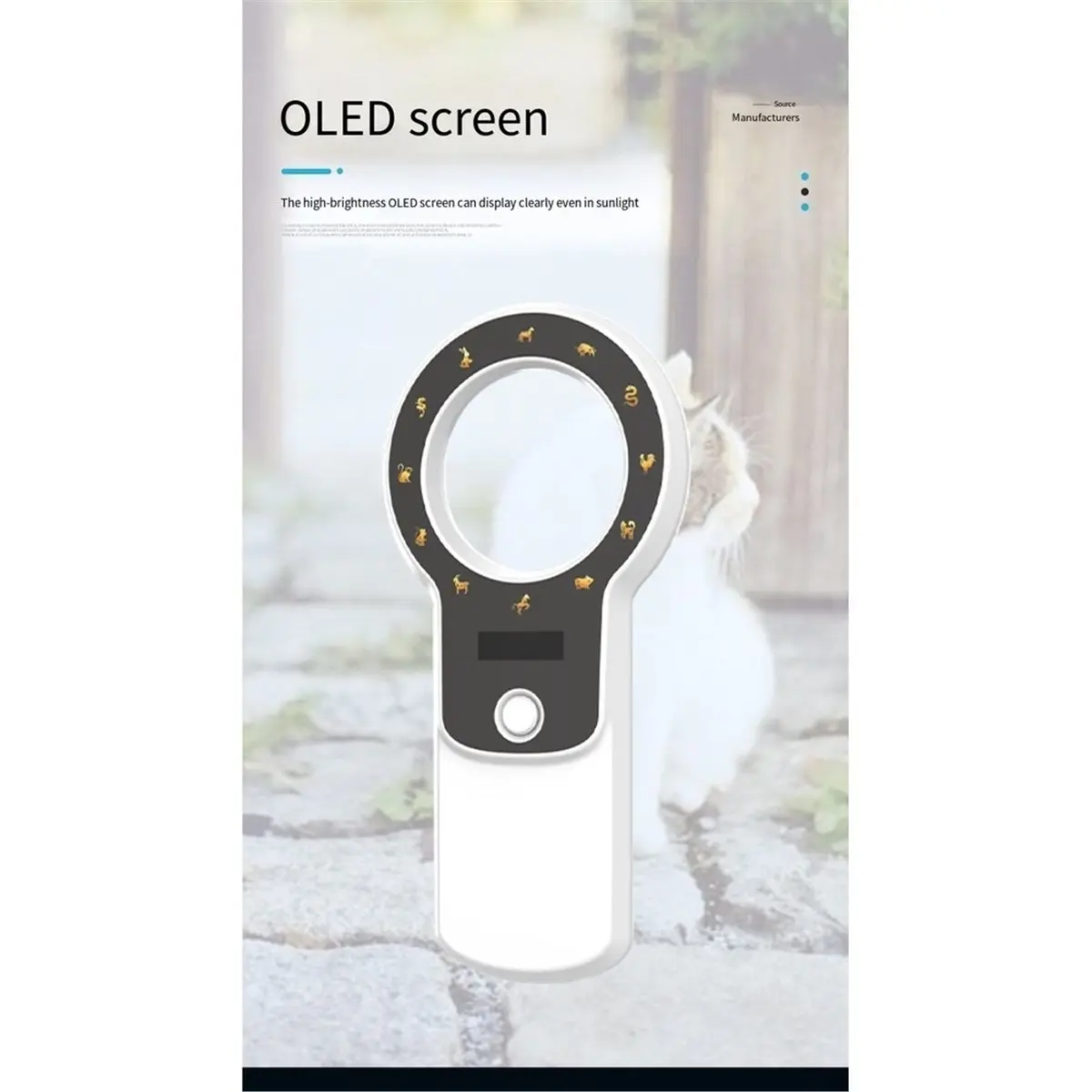Rechargeable 134.2kHz/125kHz Pet Chip Scanner ‑B EMID Animal ID Reader for Dog Cat Cow Pig Ear Tag
