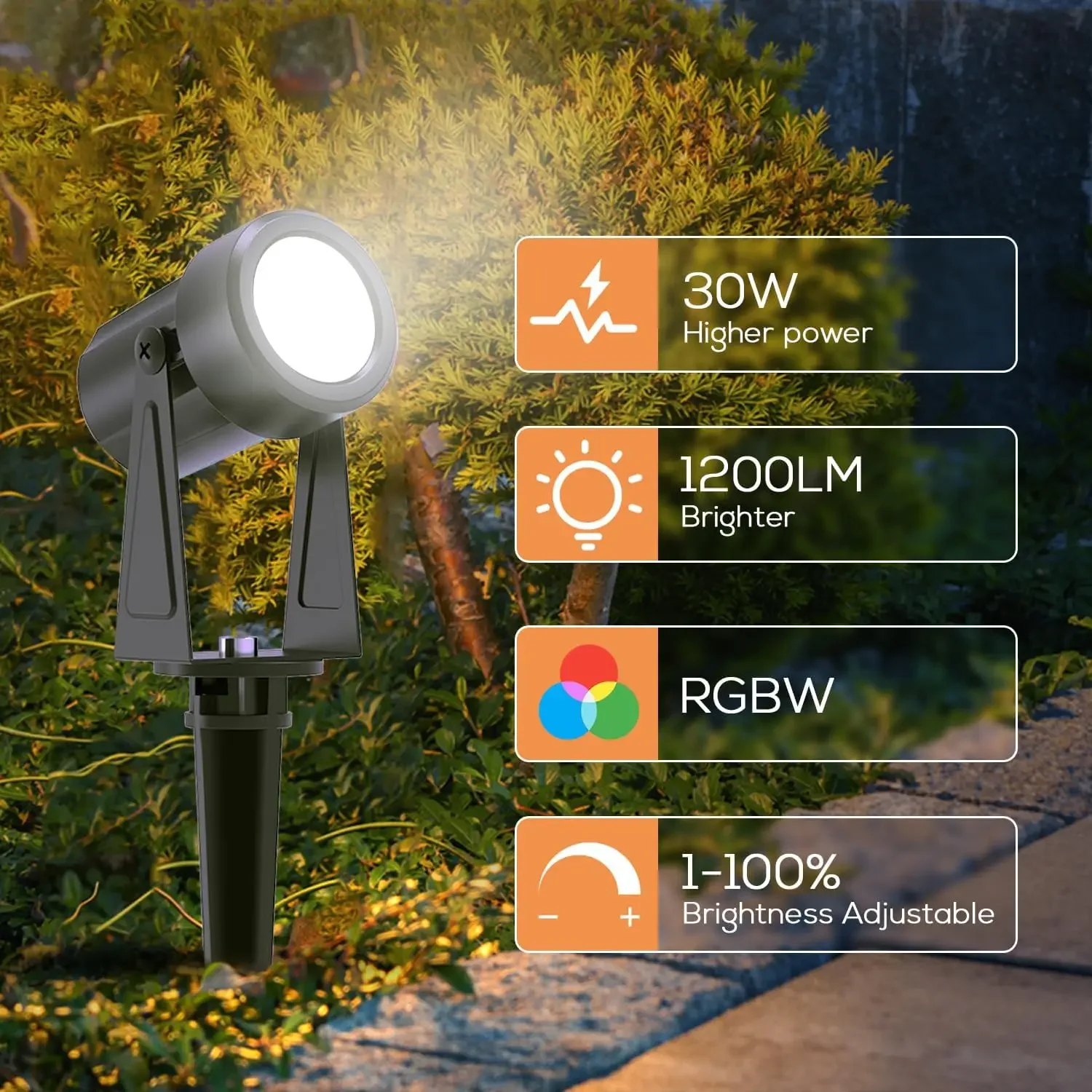 Outdoor Landscape Lighting with Remote RGBW Color Changing Spot Uplights 10 Pack Durable Weatherproof Design