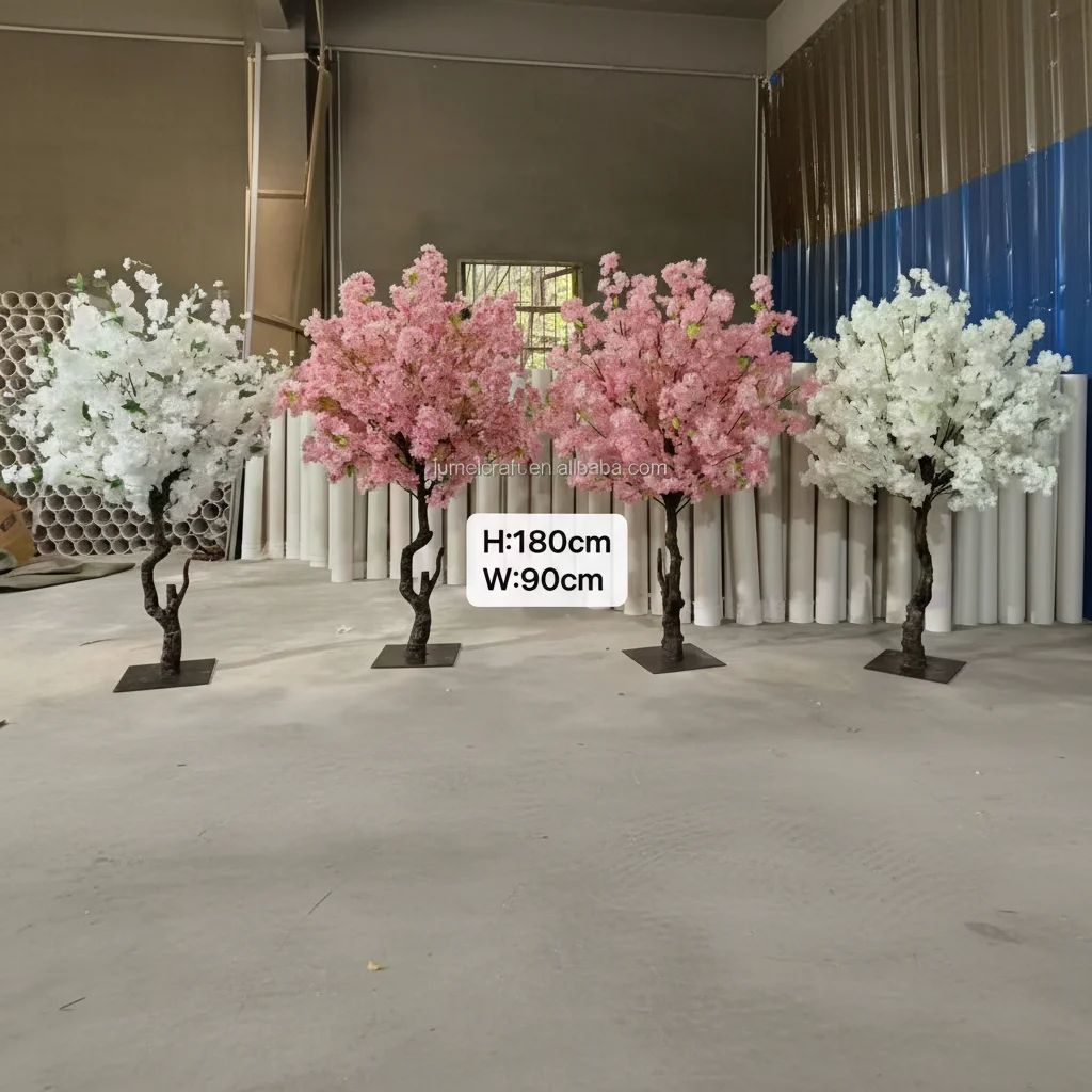 #￥Premium Handmade Jumei Brand Silk+Plastic Artificial Cherry Blossom Tree 180cm High Eco-Friendly Lifelike Christmas New Year