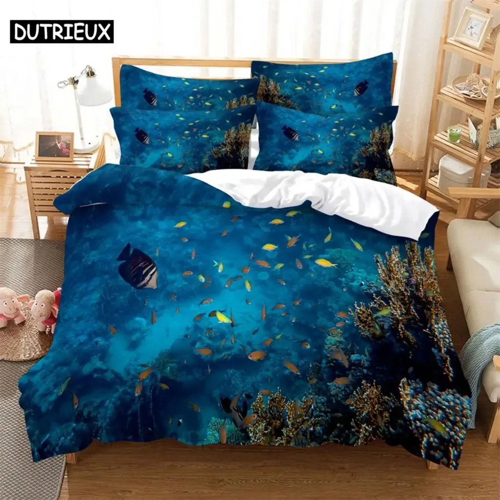 

The underwater world 3D Digital Bedding Sets Home Bedclothes Super King Cover Pillowcase Comforter Textiles Bedding Set