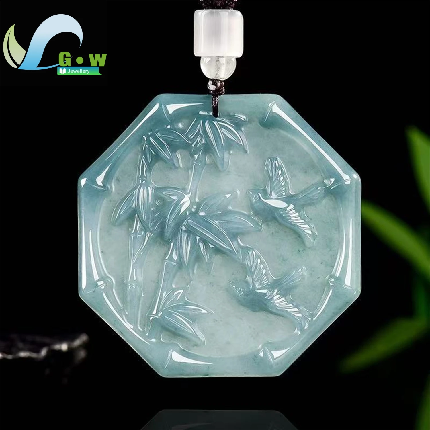 Natural Icy Blue Jadeite Bamboo Segment Pendant Necklace for Women Minimalist Fine Jewelry Gift Lucky Growth Smooth Everyday