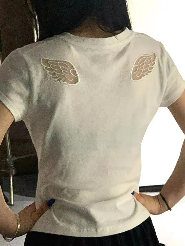 

Футболка с рюшами Sve Lace в стиле пэчворк, женская летняя новинка, утягивающий топ или длина, корейский топ для поездок на работу