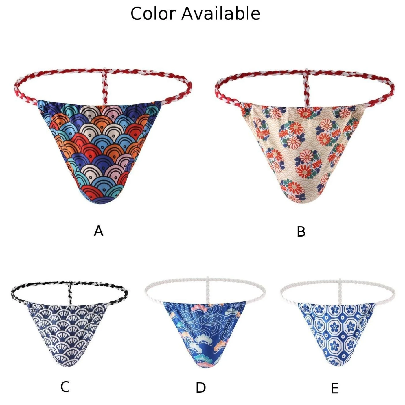 

Men Casual Printed Briefs Bikini T-back Underwear Thongs Low Rise G-Strings U Convex Pouch Man Lingerie Underpants