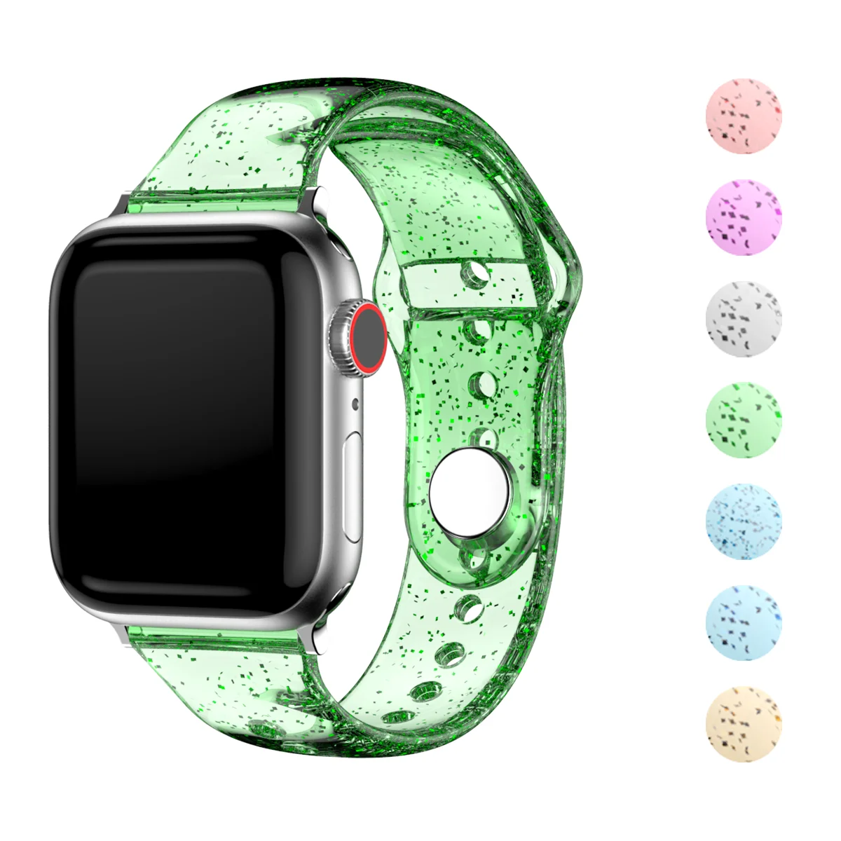 Tali Silikon Transparan untuk Apple Watch Band 40Mm 44Mm 45Mm 41Mm 38Mm 42Mm 49 Glitter Wanita Olahraga IWatch Ultra2 9 8 7 SE 6 3