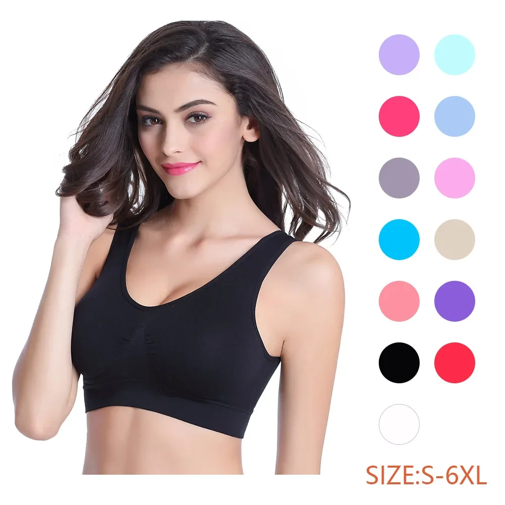 S-6XL Hollow Out ผู้หญิงกีฬา Bra ฟิตเนสโยคะวิ่งเสื้อกั๊กชุดชั้นใน Crop Tops ชุดชั้นในไม่มีขอบ Gym top bras Gym top