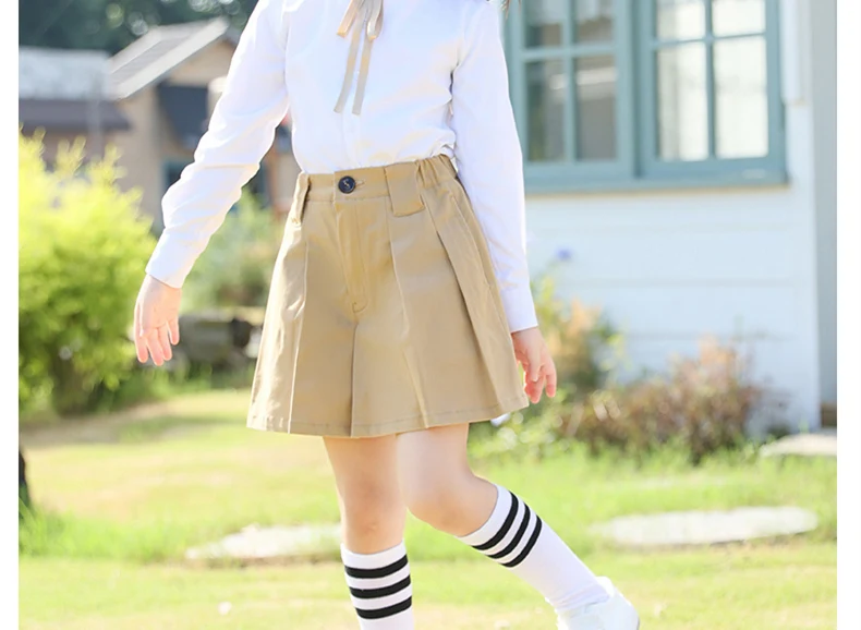 College-Preppy-Stil Schuluniformrock für Mädchen, Khaki-Faltenrock, Elegante Kinderkleidung für Teenager – Detail 4