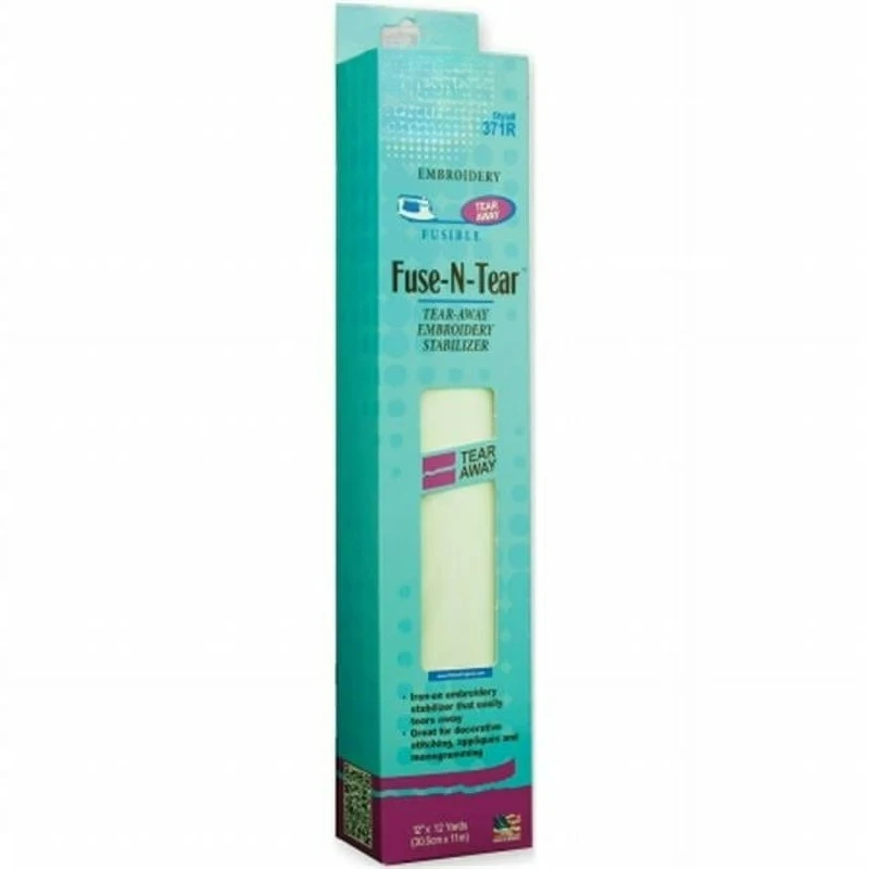 Fuse-N-Tear Fabric Stabilizer, White. 12" x 12 Yards Precut Package.