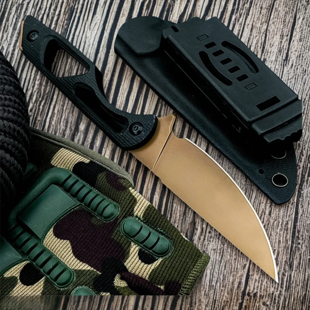 

High-Hardness Outdoor Fixed Blade D2 Steel Blade G10 Handle Wilderness Survival Camping Self-Defense Knives with Sheath