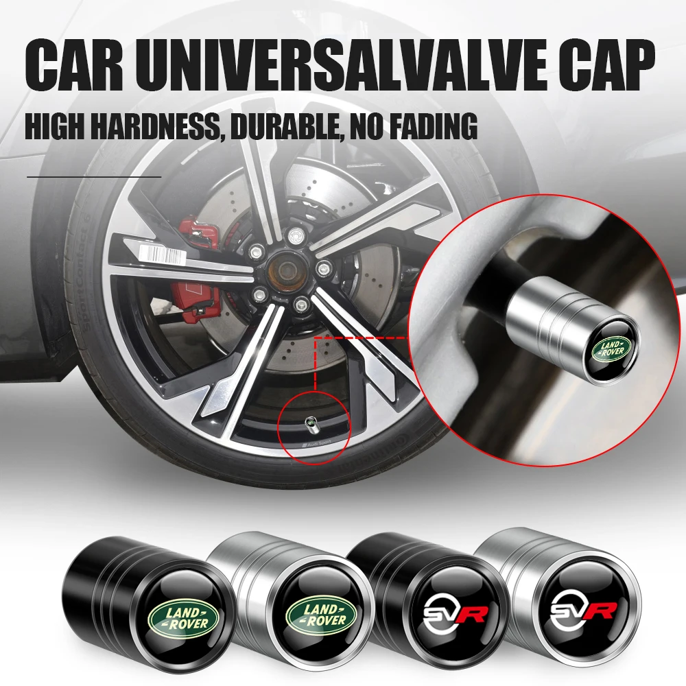 4pcs Car Wheel Tire Valve Caps Aluminum Airtight Covers Accessories For Land Rover Range Rover Discovery Freelander SVR Evoque