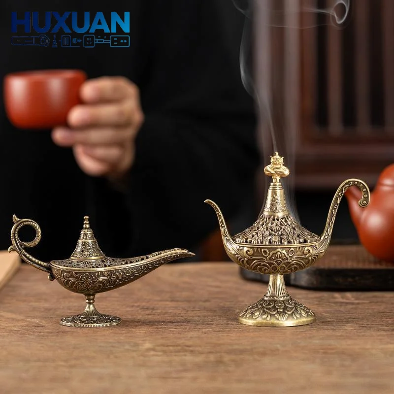 Retro Iron Pan Incense Burner Golden Alas Divine Lamp Series 1Pcs Incense Stand for Home Yoga Gifting & Zen Space Use