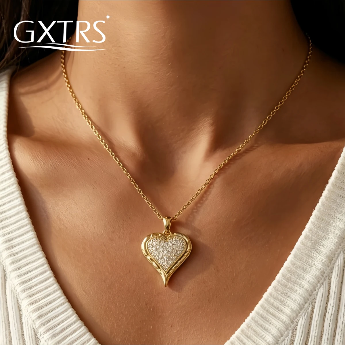 GXTRS Real Moissanite Heart Shape Necklaces For Women S925 Silver Elegant Wedding Neck Chains 18K Gold Plated Fine Jewelry Gifts
