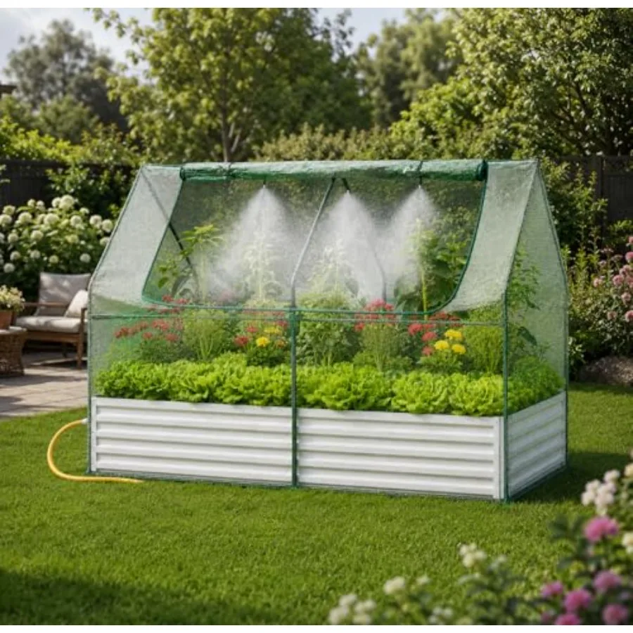x1 Feet Raised Garden Bed with PE Cover and Self-Watering System