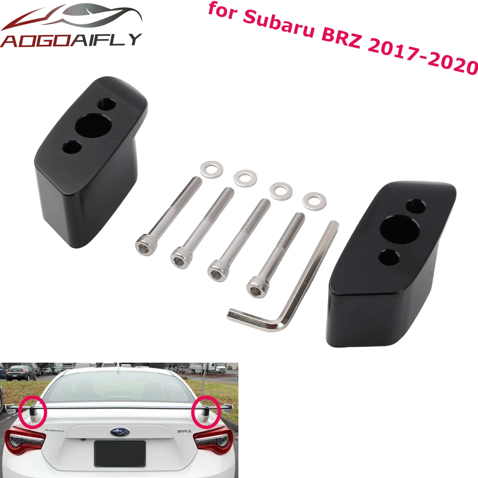 Rear Wing Riser Spacer Kit Performance for Subaru BRZ 2017-2020 Bolts On Fit OEM Wing