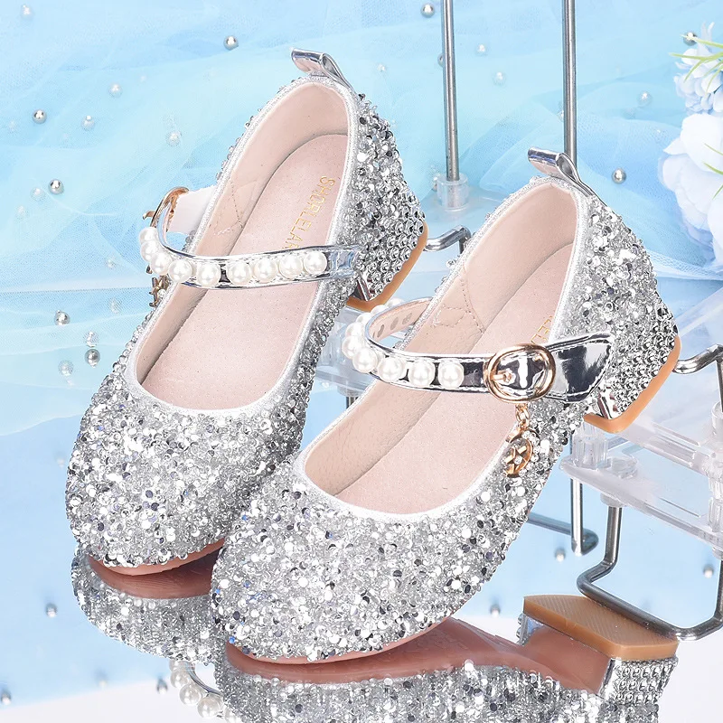 New Crystal Princess Dress Shoes for Girls Size 25-36 Kindergarten Fashion Show Performance Footwear Elegant Girls' Party Shoes