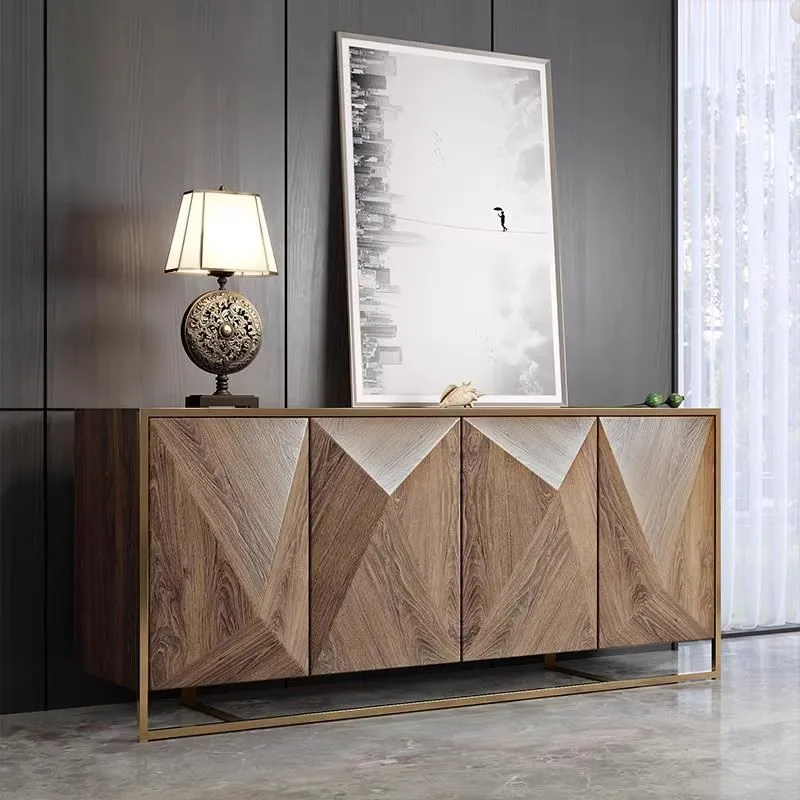 American light luxury dining side cabinet solid wood post-modern simple entrance cabinet size apartment wall decorative storage