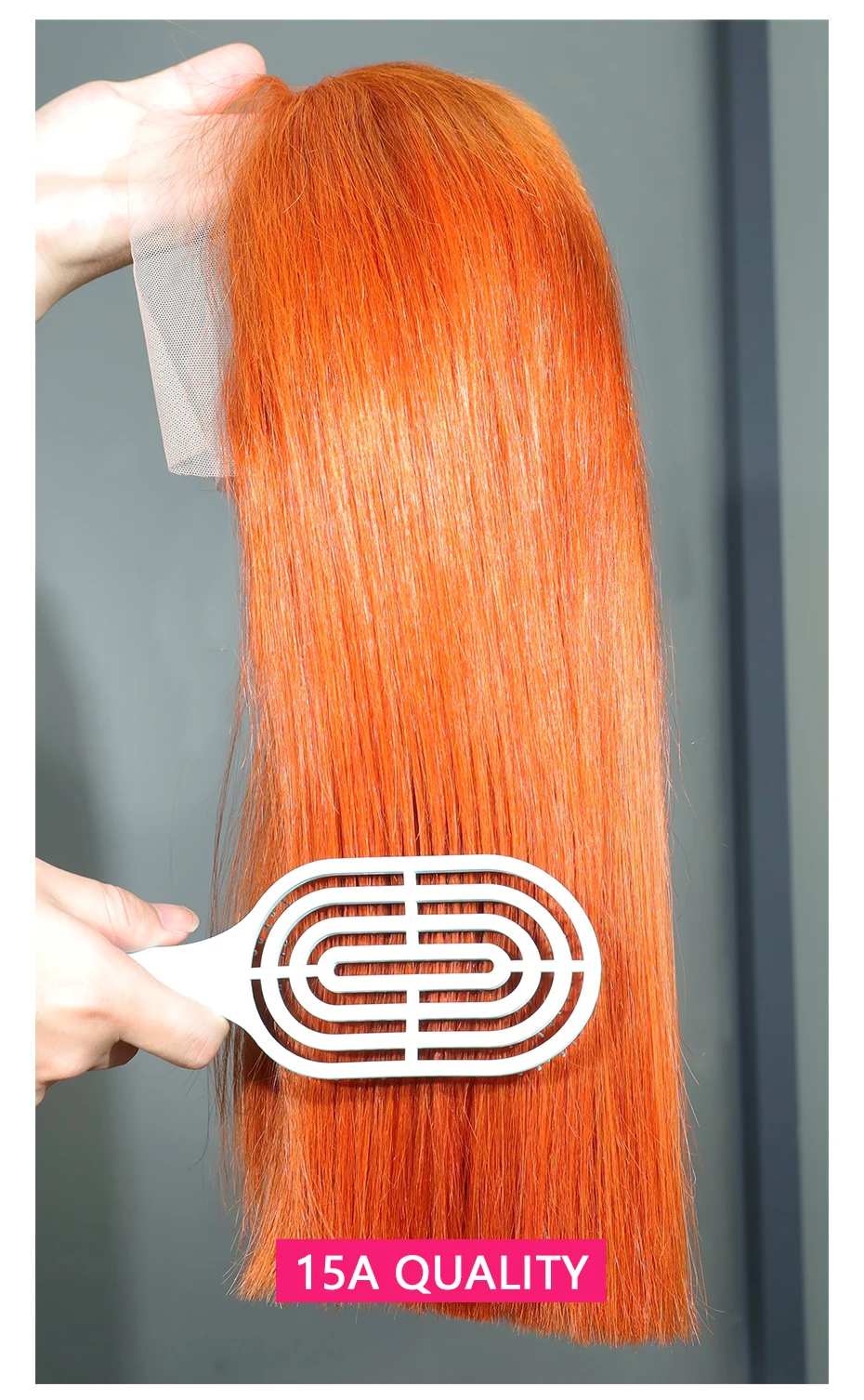 Orange Ginger 13x4 Lace Frontal Bob Perücken 100% Echthaar Doppelt gezogen Knochenglatte gefärbte Perücken Echte 250 Dichte Rohes vietnamesisches Haar – Detail 4