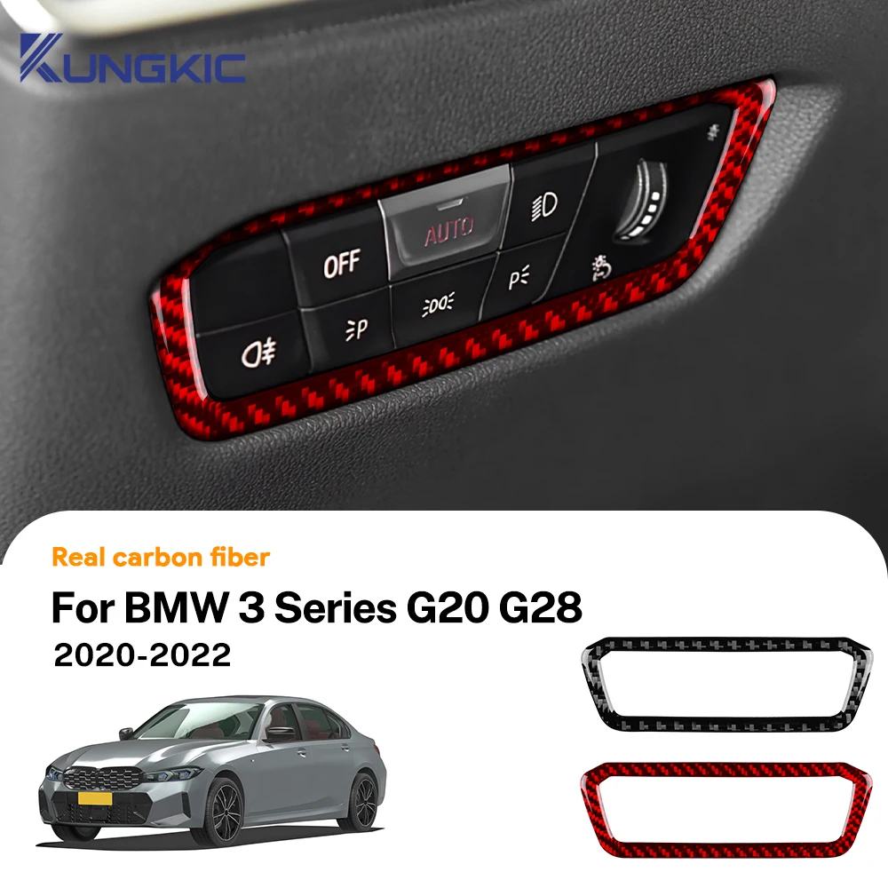 

Real Soft Carbon Fiber For BMW 3 Series G20 G28 2020 2021 2022 LHD RHD Headlight Switch Button Panel Sticker