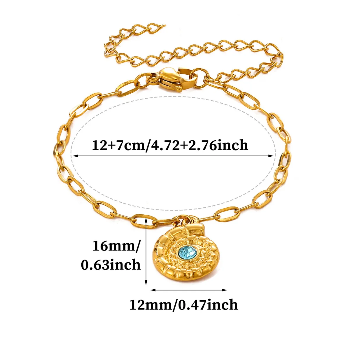 Stainless Steel Spiral Mussel Shell Bracelet For Women Blue Zircon Bracelets Luxury Fashion Jewelry Party Gift
