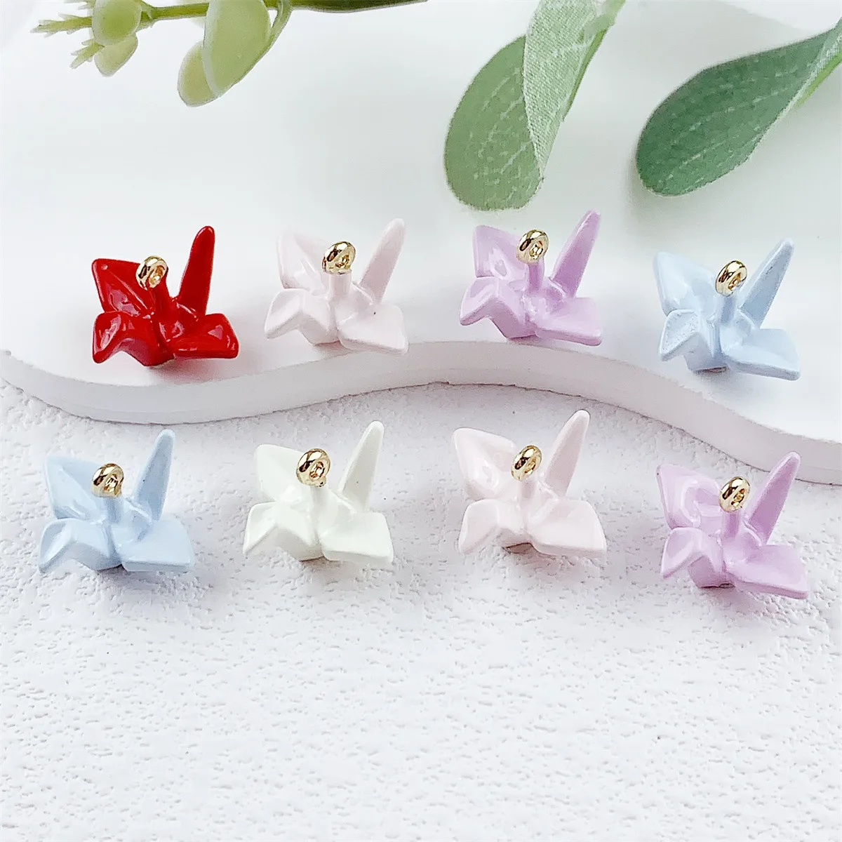 14pcs DIY Mix Alloy Oil-drop Colored paper cranes Pendant Jewelry Accessories Bracelet Earrings