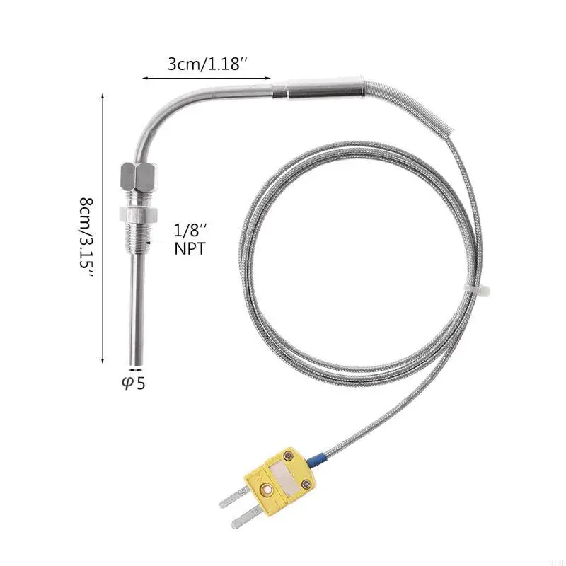 

918F K 8 NPT Ttemperature Probe Sensors 0-1250 ℃ for Exhaust Gas Temperature Probe Sensors with Exposed Tip Durable