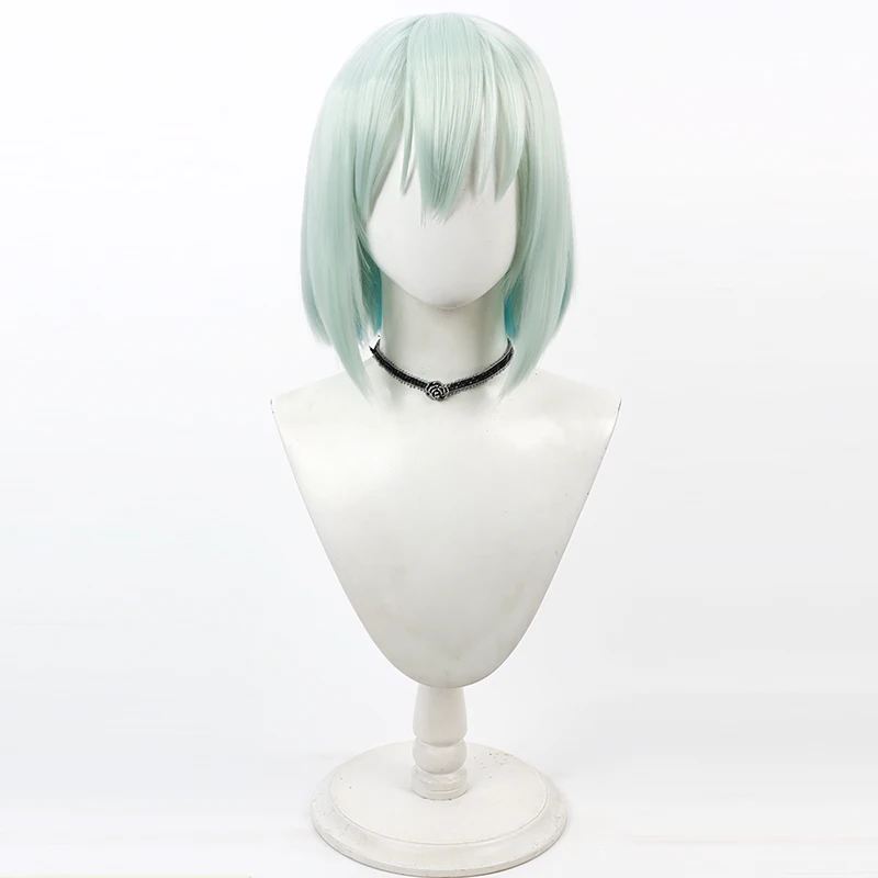 Kinari Azekawa Cosplay Wig 18 Trip Mint Green Short Heat Resistant Synthetic Hair Halloween Role Play Party Headwear + Wig Cap image 2