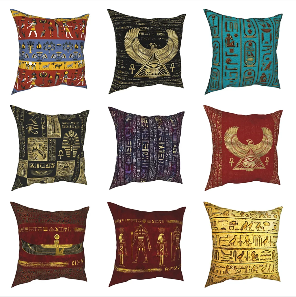 Gold Egyptian Ancient Pillowcases Home Egypt Hieroglyphs Horus Anubis Cushion Case Cool Home Decoration Pillowcase 45*45cm