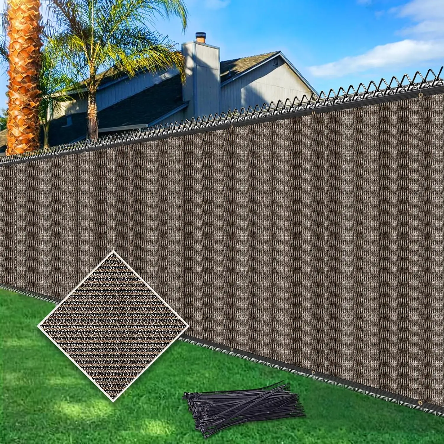 

5ftx50ft Heavy Duty Privacy Screen, 170 GSM Windscreen Fabric for Outdoor Patio, Balcony, Pool Deck