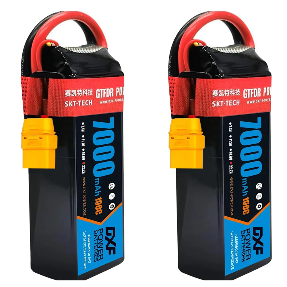 DXF 7000mAh 6S Lipo Akku 22,2V 100C Softcase-Akku mit XT90-Anschluss für Auto, LKW, Panzer, RC-Buggy, Truggy, Rennsport und Hobby
