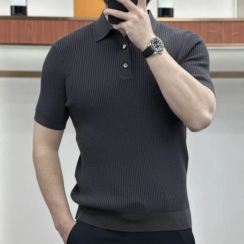 

Summer New Men's Solid Plus Size All-match T Shirts Polo Neck Short Sleeve Simplicity Smart Casual Tops Fashion Casual Clothing