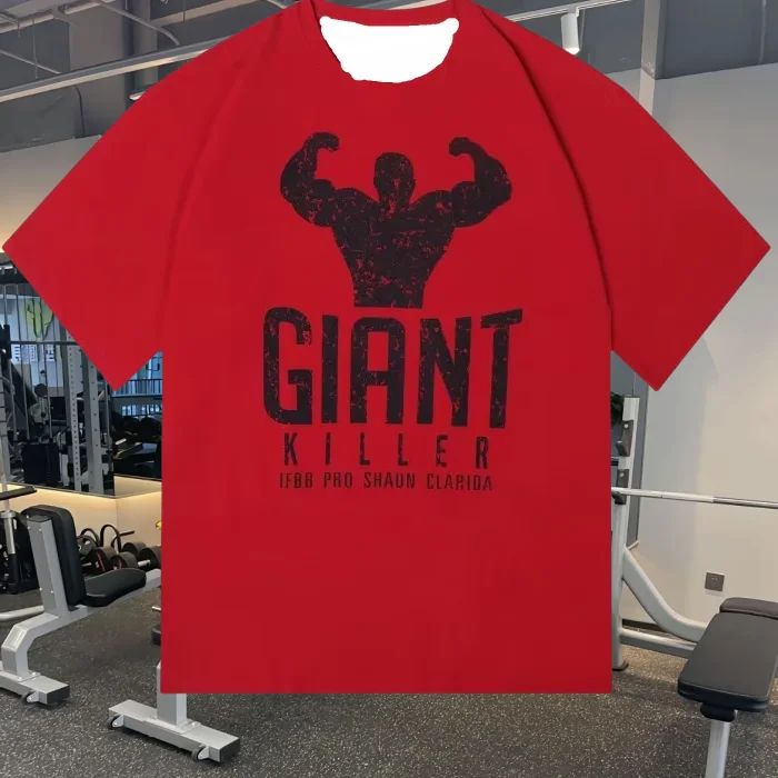 

Hot Blood Gym Summer American Round Neck Plus-size Printing T-Shirt for Men Street Top Fashion Clothing Sports Casual Tees