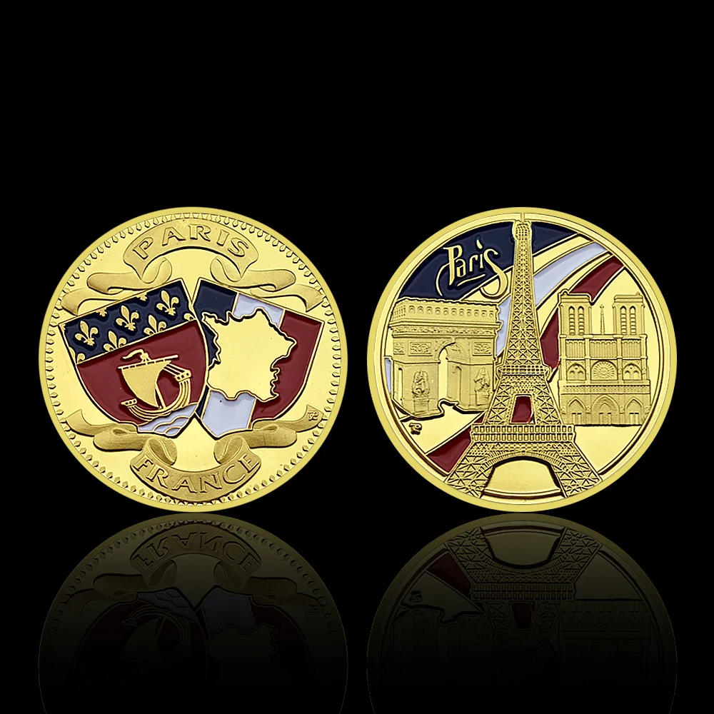 4PCS France Region Commemorative Coins – Mont Saint Michel, Acadia, Grasse & Paris – Historic Travel Gift Set