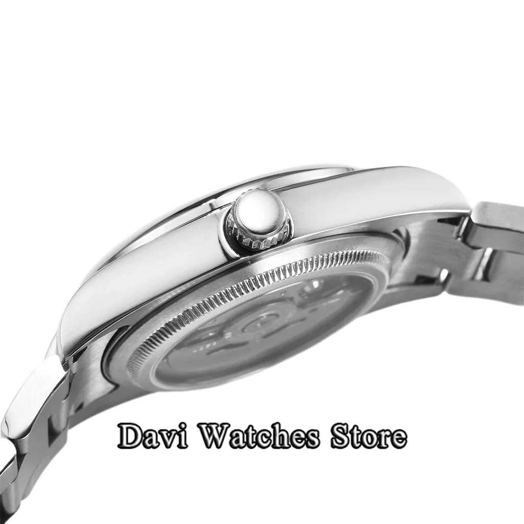 36mm/39mm Polished Round Case Oyster Bracelet Watch For Men Blue Dial NH35 Automatic Movement Glide Lock Clasp Sapphire Glass