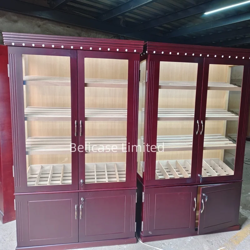 Imagem -04 - Grande Cedro Espanhol Forrado Display Cabinet com Luz Personalizado Alta Qualidade Smoke Shop