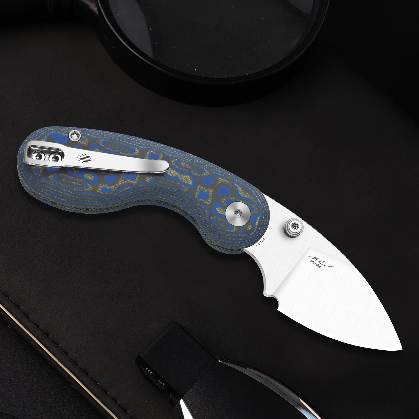 มีดพับคิเซอร์ ไมโครบี รุ่น V2742A1/A2/A3/A4/A5/A6 ใบมีด 14C28N ด้ามอลูมิเนียม/ไมคาร์ต้า/G10 มีดสำหรับตั้งแคมป์กลางแจ้ง