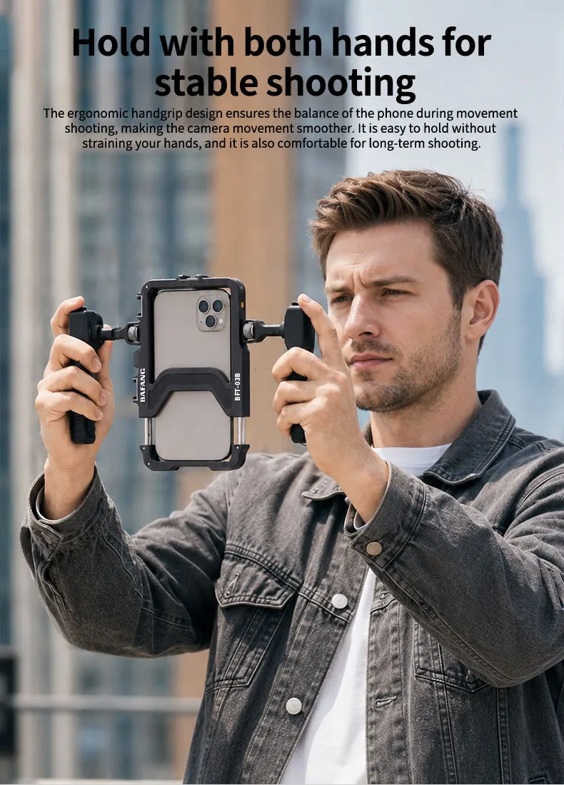 Universeller Smartphone-Videokäfig mit Griffen, 67mm Filteradapter-Rig mit Black Mist für iPhone 17 16 Pro Max Samsung S26 – Detail 5