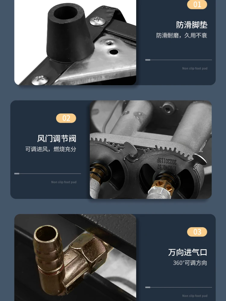 Xinfei Kompor Gas Rumah Tangga 5.2KW Kompor Gas Ganda Kompor Gas Cair Hemat Energi Desktop Kompor Gas Alam Api Sengit