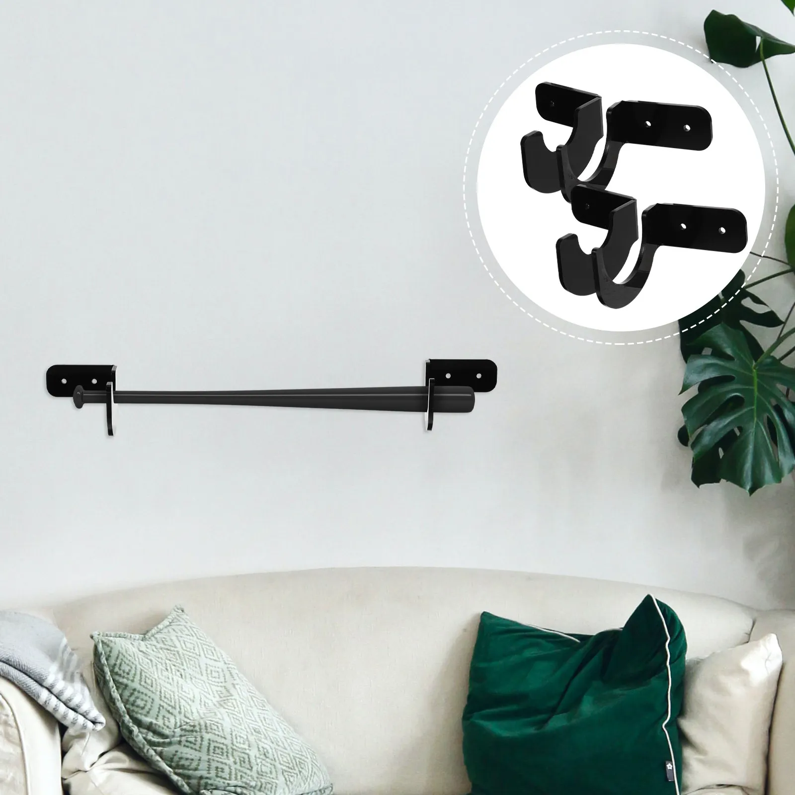 2Pairs Wall Mounted Bat Holder Baseball Softball Acrylic Hockey Stick Stand Decorative Bat Rack for Display and Storage