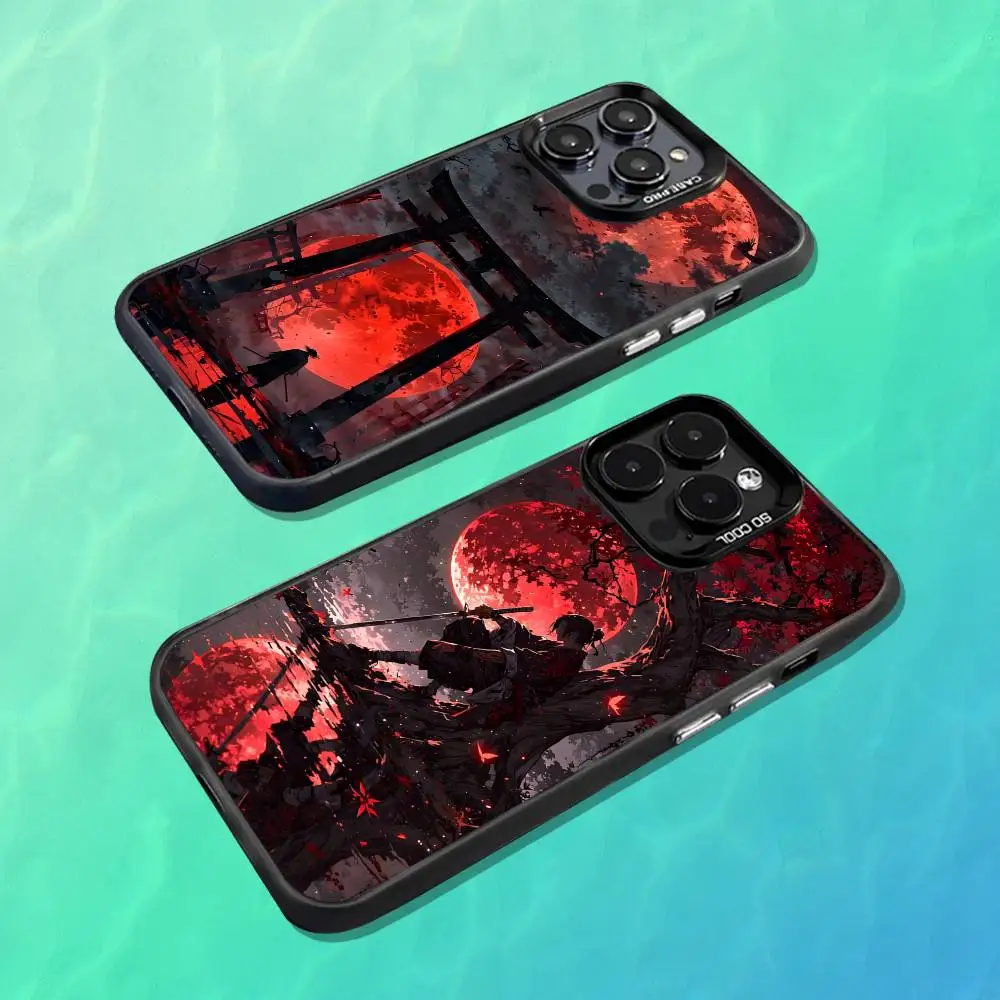 

Japan Samurai Art Painting Case For iPhone 17,16,15,14,13,12,11,Mini,Pro,MAX Black Matte Shockproof Cover