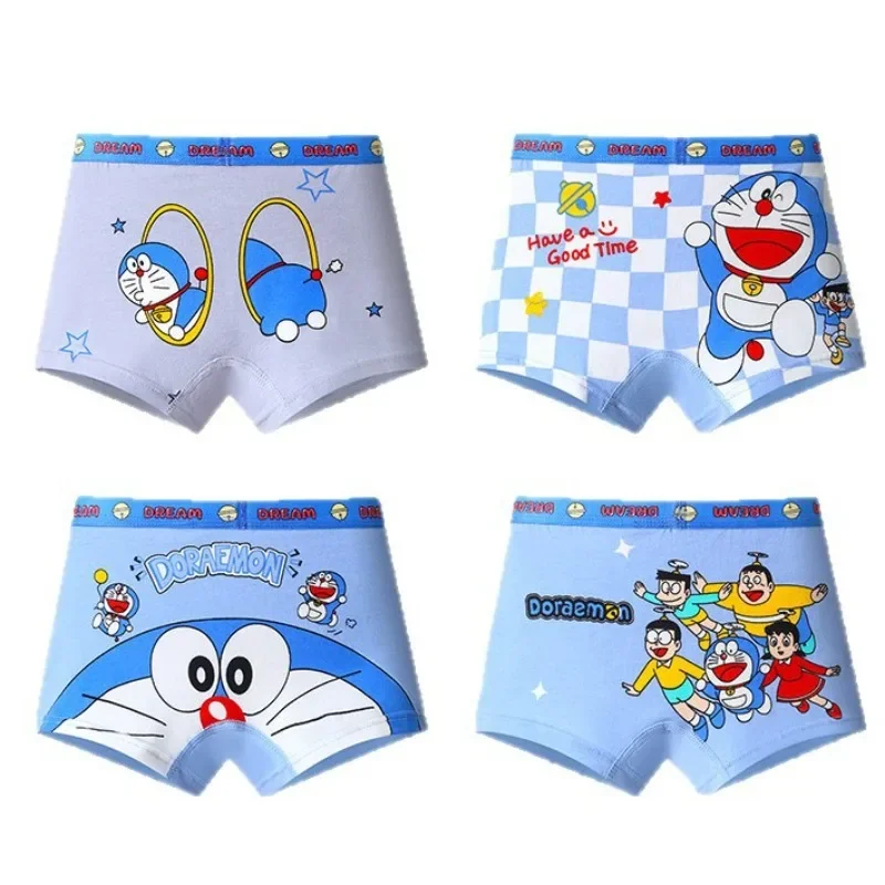 

4Pcs/set Doraemon Cute Cartoon A-class Pure Cotton Boys Boxer Briefs Breathable Seamless Full Cotton Flat Angle Underwear