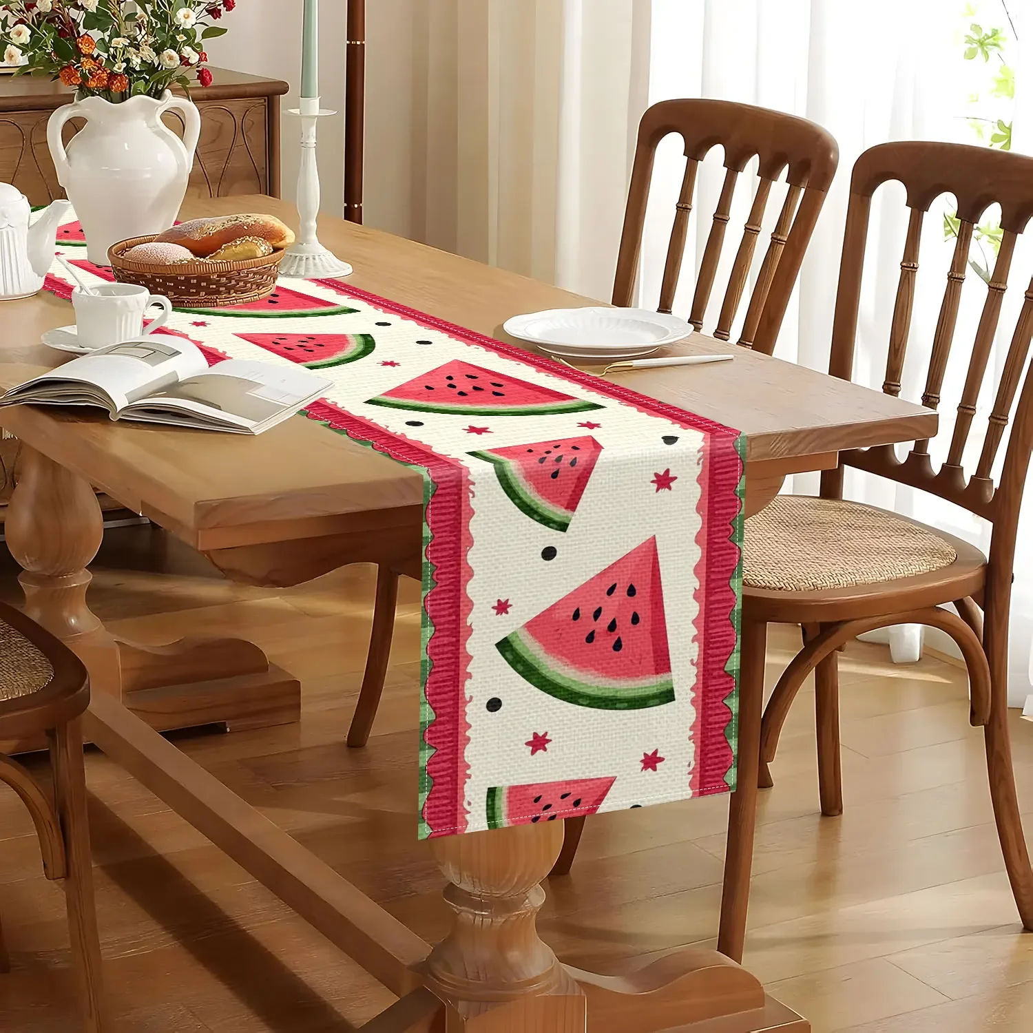 

1 Piece Table Runner with Watermelon Slice Pattern, Suitable for Summer Picnic, Barbecue, Swimming Pool Party and Outdoor Party