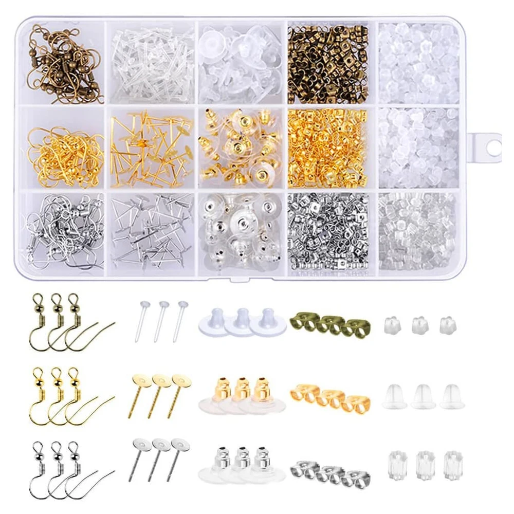 

1000Pcs Alloy DIY Earring Jewelry Kits Brass Earring Hooks Ear Studs for DIY Jewelry Making Supplies