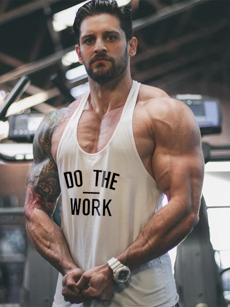 DO THE WORK Profession Bodybuilding Stringer Singlets Herren Baumwolle Y Back Gym Tank Tops Atmungsaktives Fitness Ärmelloses Shirt