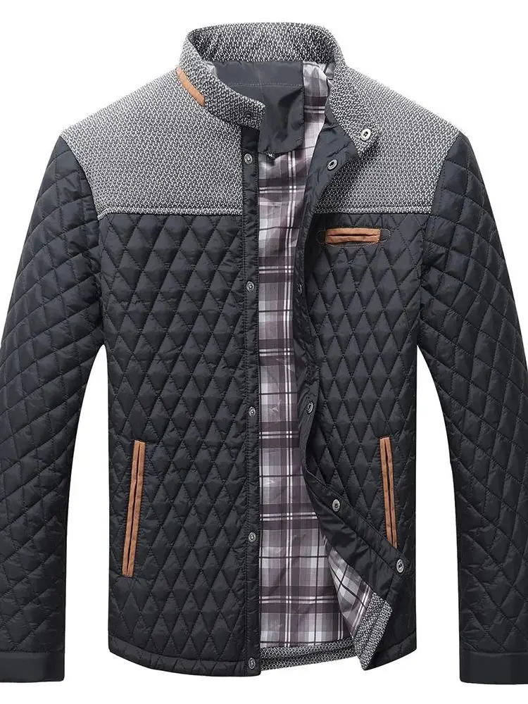

Men's Casual Bomber Jaet Diamond Quilted Puffer down Coat Sli Spring Cotton Clothes for Men Regular Length