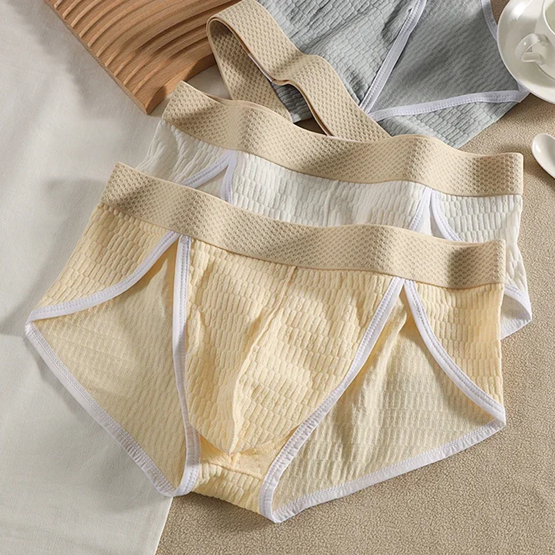 

Мужское сексуальное нижнее белье, хлопковые трусы, модные дышащие трусики с высокой вилкой и низкой талией