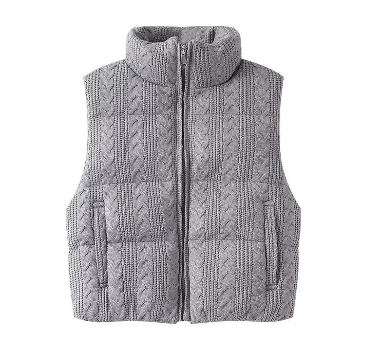 

Новый зимний женский вязаный хлопковый жилет Svel, универсальная верхняя одежда для пригородных поездок, воротник-стойка, застежка-молния