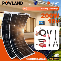 POWLAND 18V 100W 200W Waterproof Flexible Solar Panel Set Controller For Home Boat Travel Charge 12V Car Battery Monocrystalline