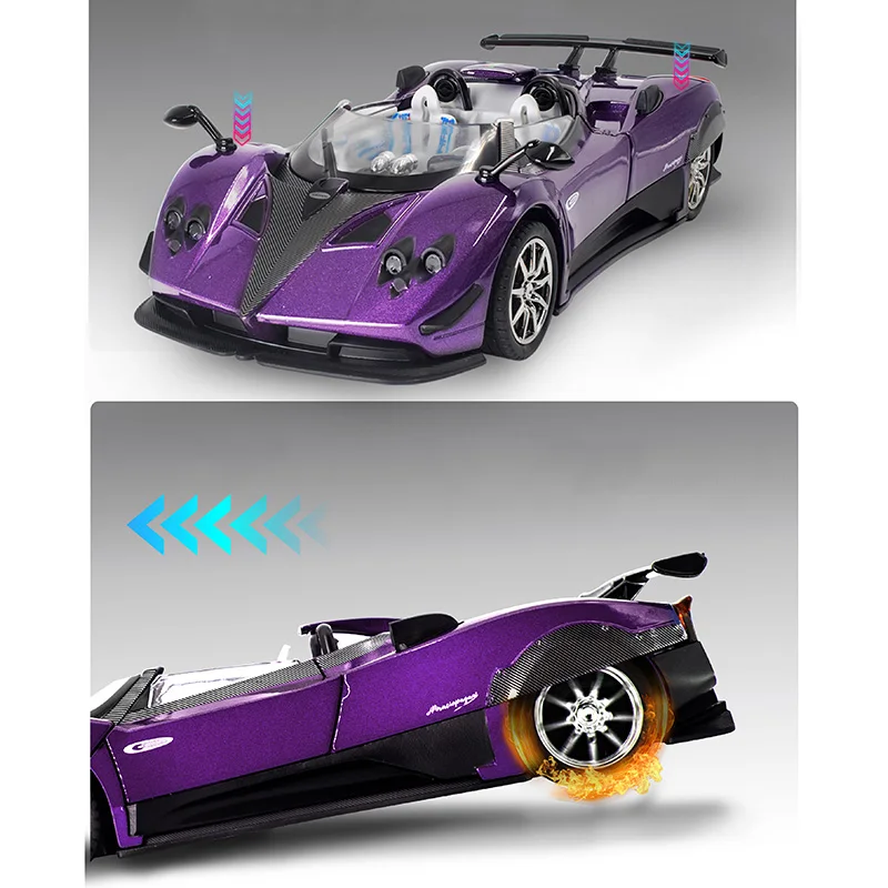 1:24 Pegani Zonda HP Barchetta Lega Super Racing Toy Cars Modello Premium Diecast Hot Wheels Suono Luce Regalo per bambini Decorazione Exqu