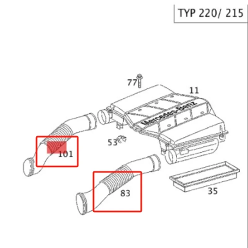 A1130941182 A1130941282 Left and Right Air Intake Duct Hose Manifold Air Mass Meter Pipe Tube for Mercedes Benz W215 W220